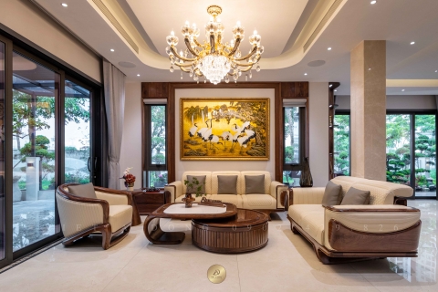 Thi công nội thất biệt thự gỗ óc chó tại Gamuda City Hà Nội